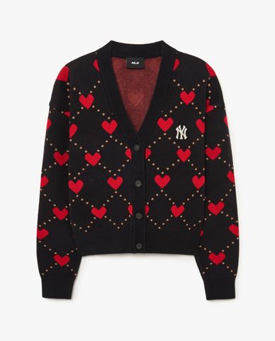 MLB - Áo khoác cardigan nữ cổ V tay dài Heart Cropped