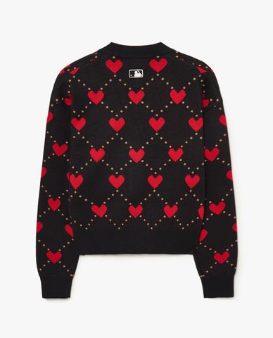 MLB - Áo khoác cardigan nữ cổ V tay dài Heart Cropped
