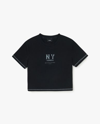 MLB - Áo croptop nữ cổ tròn tay ngắn Basic Coopers Logo