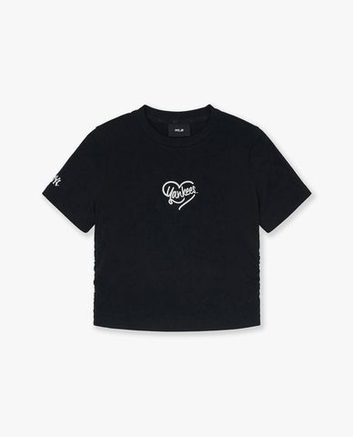 MLB - Áo croptop nữ cổ tròn tay ngắn Heart Athleisure