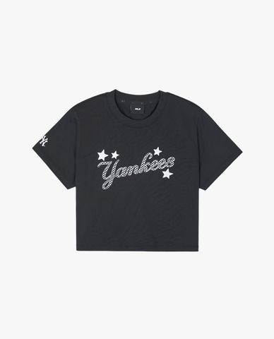 MLB - Áo croptop nữ cổ tròn tay ngắn trẻ trung