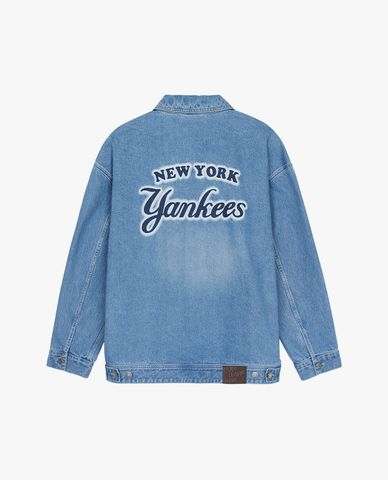 MLB - Áo khoác denim unisex cổ bẻ tay dài Varsity