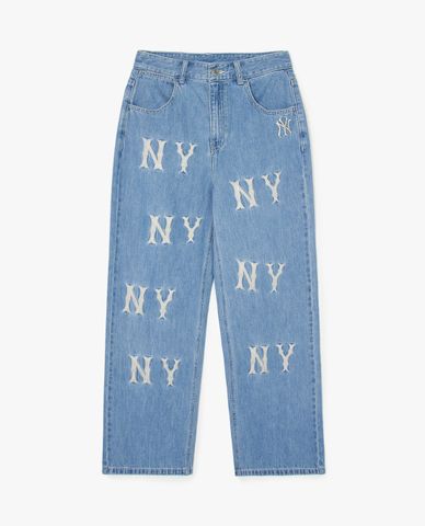MLB - Quần jeans nữ ống rộng Basic Embroidery Logo