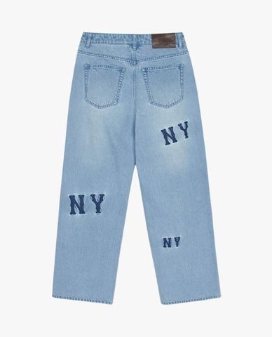 MLB - Quần jeans nữ ống rộng New York Yankees