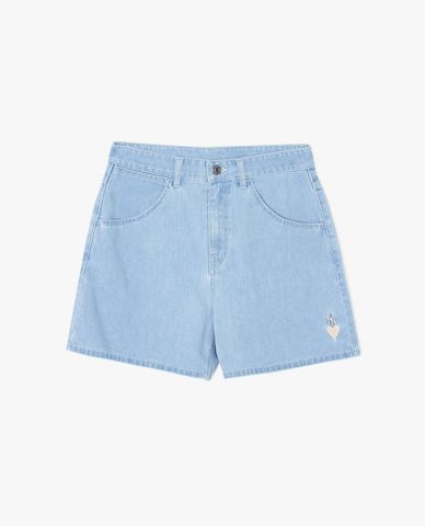 MLB - Quần shorts jeans nữ lưng cao Heart Logo Denim