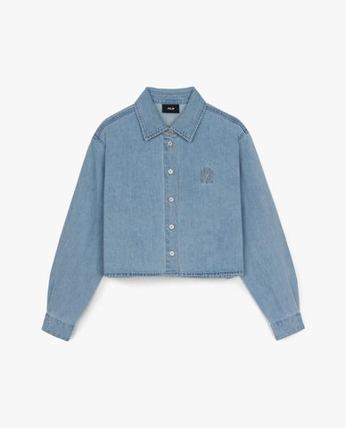 MLB - Áo khoác denim nữ cổ bẻ tay dài New York Yankees