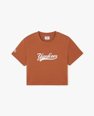 MLB - Áo croptop nữ cổ tròn tay ngắn Basic Varsity Curlible