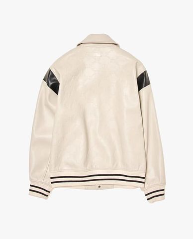 MLB - Áo khoác da unisex cổ bẻ tay dài Embo Dia Monogram