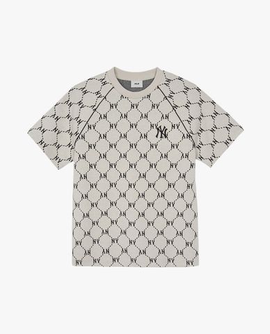 MLB - Áo thun unisex cổ tròn tay ngắn Jacquard Dia Monogram