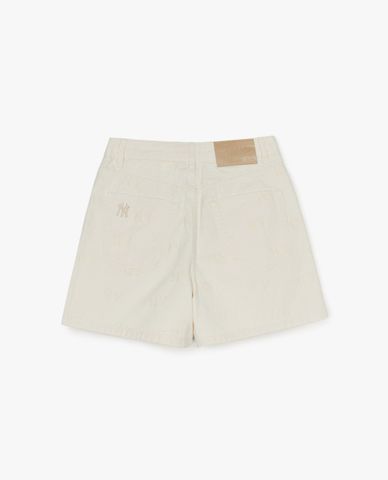 MLB - Quần shorts jeans nữ Classic Random Jacquard Monogram
