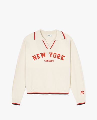 MLB - Áo sweater nữ cổ bẻ tay dài Varsity Slit Collar