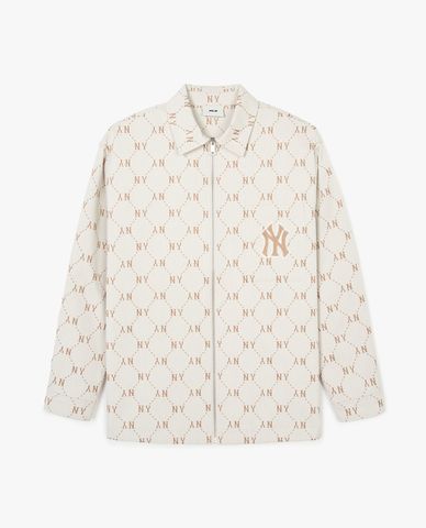MLB - Áo sơ mi unisex cổ bẻ tay dài Monogram Jacquard