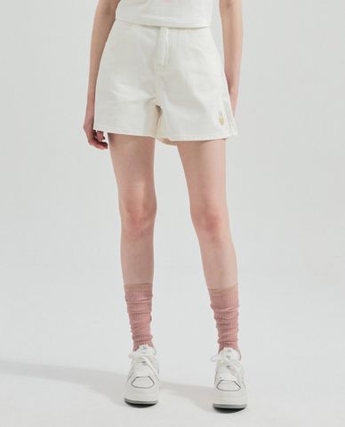MLB - Quần shorts jeans nữ lưng cao Heart Logo Denim