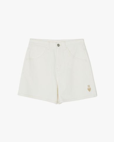 MLB - Quần shorts jeans nữ lưng cao Heart Logo Denim