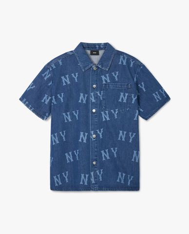 MLB - Áo sơ mi denim unisex tay ngắn Basic Multi Mega Logo Prints