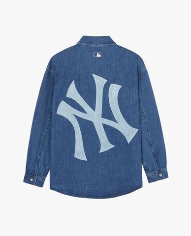 MLB - Áo sơ mi denim cổ bẻ tay dài Basic Mega Logo