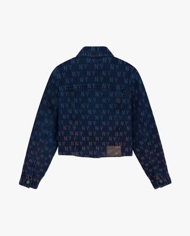 MLB - Áo khoác denim nữ phom croptop Gradient Jacquard Monogram