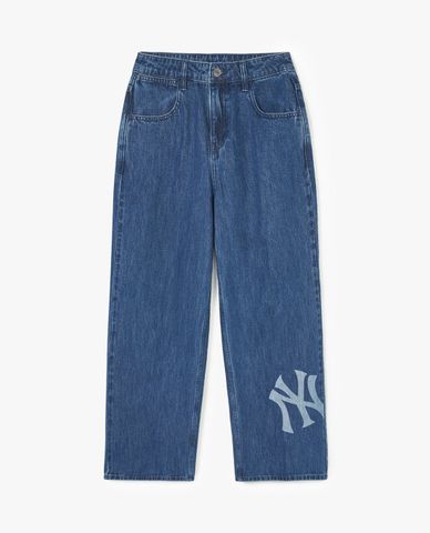 MLB - Quần jeans nữ ống rộng Basic Megalogo