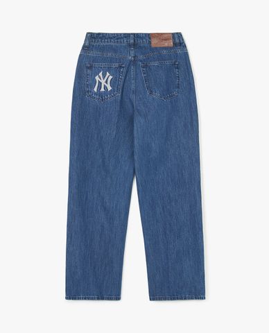 MLB - Quần jeans nữ ống rộng Basic Megalogo