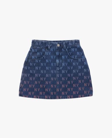 MLB - Chân váy denim phom chữ A mini Gradient Jacquard Monogram