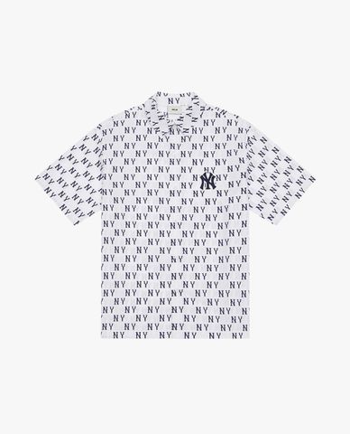MLB - Áo sơ mi unisex cổ bẻ tay ngắn phối họa tiết monogram