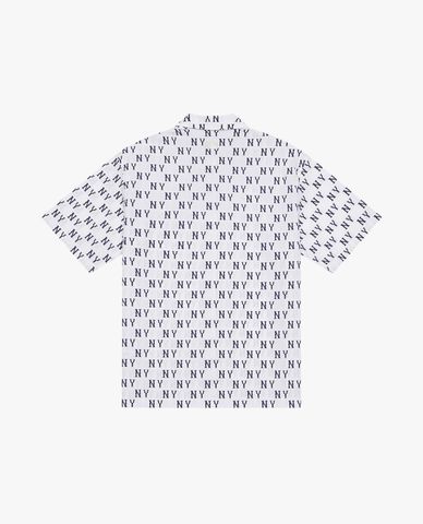 MLB - Áo sơ mi unisex cổ bẻ tay ngắn phối họa tiết monogram