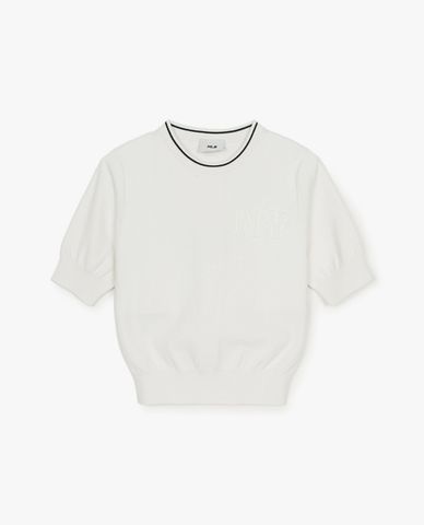 MLB - Áo dệt kim nữ cổ tròn tay ngắn Basic Cooper