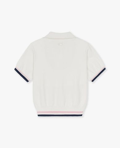 MLB - Áo polo nữ tay ngắn phối zip Varsity