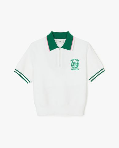 MLB - Áo polo nữ cổ bẻ tay ngắn Sportive Varsity Half Zip Up