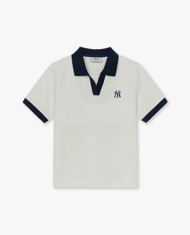 MLB - Áo polo nữ cổ bẻ tay ngắn Lapel