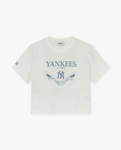 MLB - Áo croptop nữ cổ tròn tay ngắn Varsity