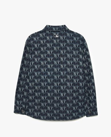 MLB - Áo sơ mi denim unisex cổ bẻ tay dài Cube Monogram