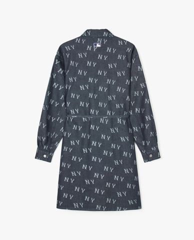 MLB - Đầm sơ mi denim cổ bẻ tay dài Classic Jacquard Monogram