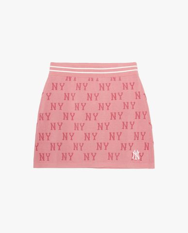 MLB - Chân váy chữ A mini dệt kim Monogram