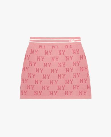 MLB - Chân váy chữ A mini dệt kim Monogram