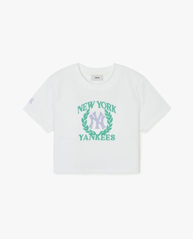 MLB - Áo croptop nữ cổ tròn tay ngắn Varsity Sports Functional