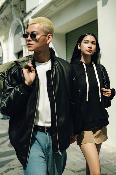  Áo bomber giả da dáng oversize 