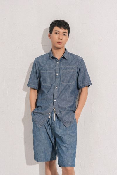  Áo sơ mi ngắn tay vải chambray 