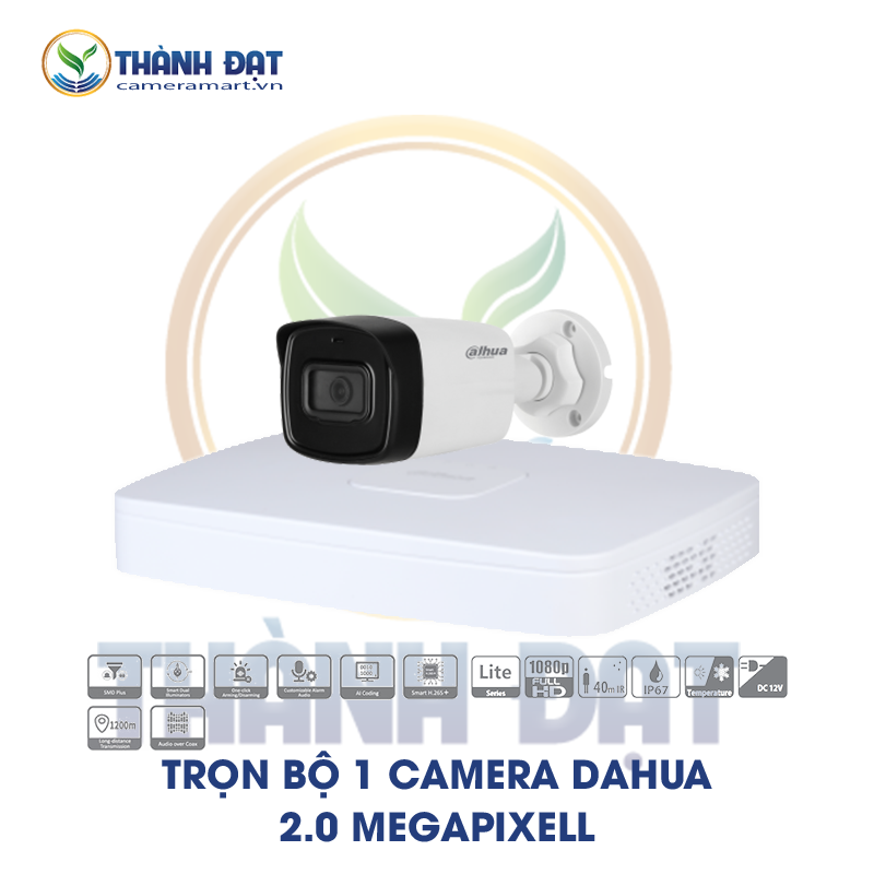  Trọn bộ 1 camera DAHUA HDCVI 2.0 Megapixel 