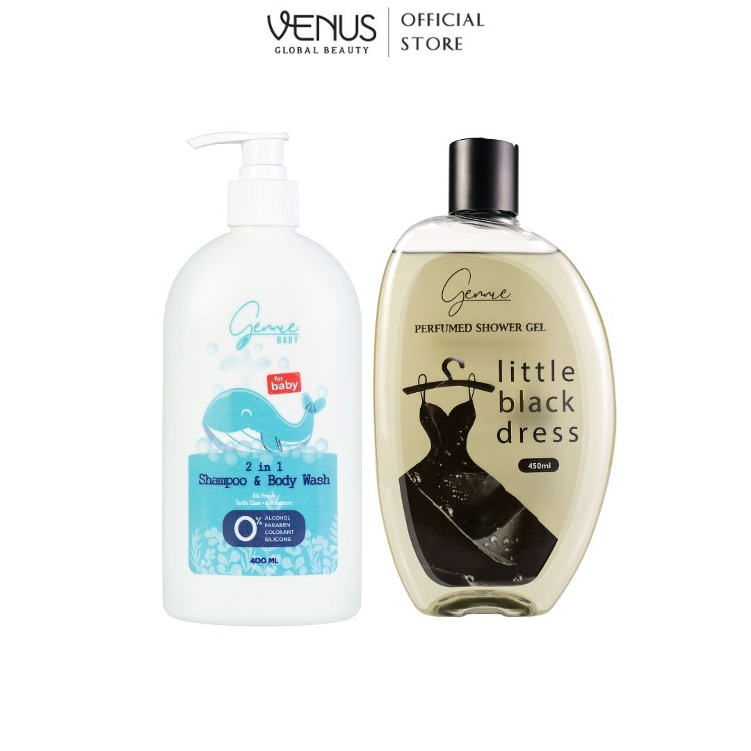  Bộ đôi Mẹ và Bé Sữa tắm Gennie Little Dress + Sữa tắm gội 2IN1 Gennie Baby 450ml - 400ml 