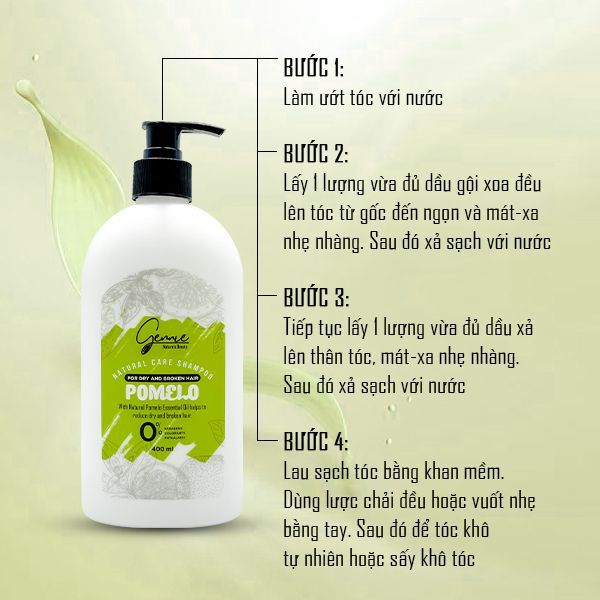  Dầu gội - xả Gennie Natural Care Shampoo - Pomelo for Hairfall 400ml 