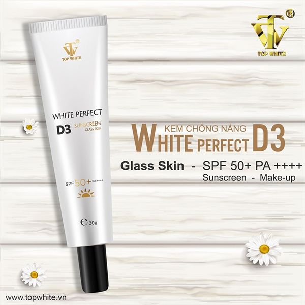  Kem Chống Nắng Topwhite White Perfect D3 Glass Skin SPF50+ PA++++ 30g 