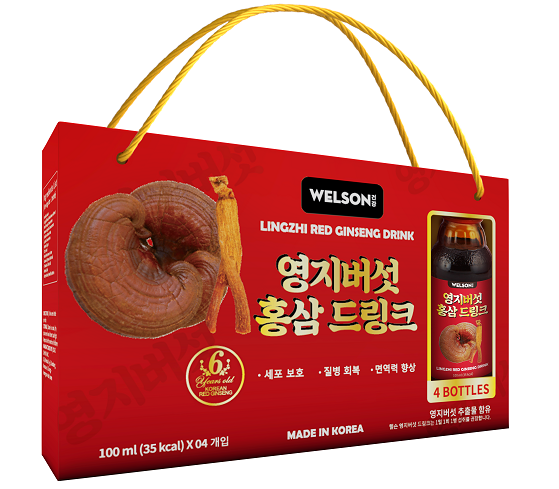 Nước uống LINGZHI Welson Red Ginseng Drink Hộp 4 Chai 100ml