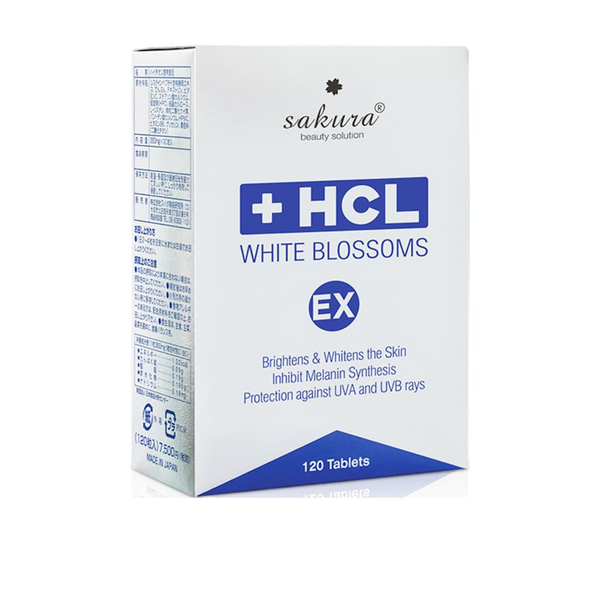 Sakura HCL White Blossoms EX - Viên uống giảm nám, tàn nhang và đốm nâu Hộp/12 vỉ - 120 viên