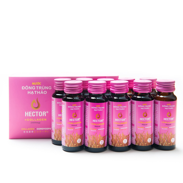 Nước Đông Trùng Hạ Thảo Kết Hợp Collagen Hector Cordyceps Collagen 10 Chai/Hộp (50ml/chai)