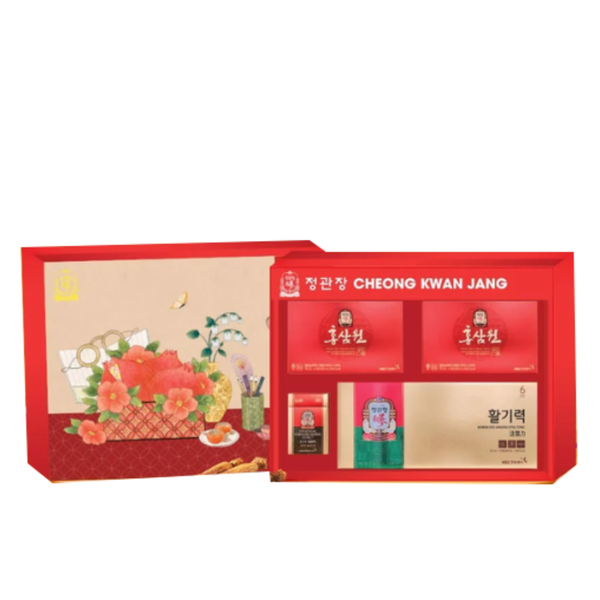 Set Tết Phúc Thọ Trường Cửu: 1 Hồng Sâm Cô Đặc KGC Global Extract 30g + 2 Hộp Nước Hồng Sâm Won 70ml x 5 gói + 1 Hộp Nước Hồng Sâm KGC Vital Tonic 20ml x 10 ống