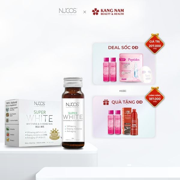 (+Ưu Đãi) Nước Uống Collagen Dưỡng Da Trắng Sáng Nucos Super White Hộp 10 Chai