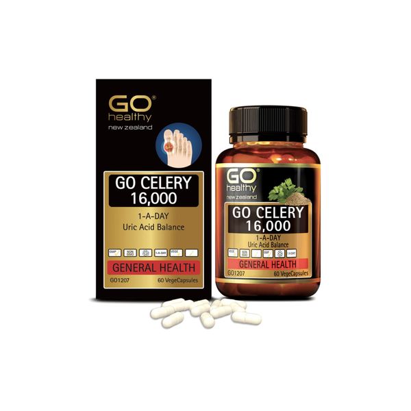 Viên Hỗ Trợ Giảm Triệu Chứng Do Gout Go Healthy Celery 16,000 Uric Acid Balance Hộp 60 viên