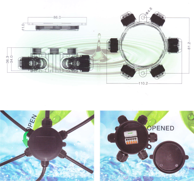  Hộp Cút Đấu Dây Điện Chia Nhánh 6 Đầu Chống Nước IP68 BS-68 