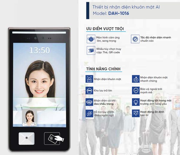 Thiết bị nhận diện khuôn mặt AI Model: DAH-1016